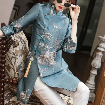2023 нова китайската традиционна облекло женски китайски стил hanfu по-добро палто чонсам женски ретро костюм Тан яке a418