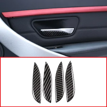 4 етикети за вътрешната дръжката на вратата на колата е от въглеродни влакна с тапицерия пайети за BMW серия 3 GT F30 F33 F34 F35 2013-2018 Аксесоари