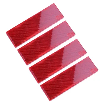 4-кратни предупредителни светлоотразителни стикери за защитата плоча / лента за лек автомобил, червено