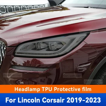Автомобилни фарове, Защитно фолио, на капака на предната фарове, Опушен-черен филм, TPU, Аксесоари, Стикер за LINCOLN Corsair 2019-2023