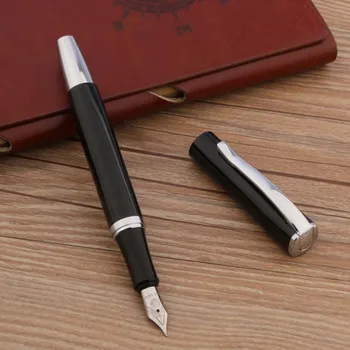 Висококачествена писалка С черна лачена сребърен цвят, на Мастило химикалки със средна върха за канцеларски материали, Канцеларски писма