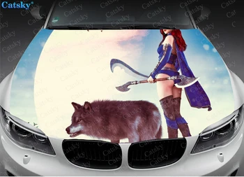 Вълкът е животно wolf king Стикер на предния капак на автомобила с изображение на лъв, vinyl стикер на предния капак, пълноцветен графичен стикер, изработени по поръчка за всеки автомобил