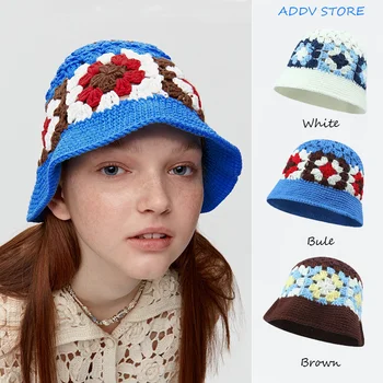 Дамски летни Ажурная шапка-панама ръчно плетени във формата на цвете Универсален дизайн с тънка шапка-тазиком