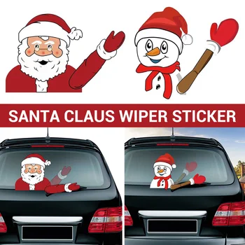 Забавен стикер на чистачките с машущим лост, Коледна украса във формата на Дядо коледа-Елен, подходящ за автомобилни тагове SUV