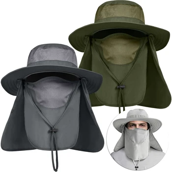 Лятното слънце шапки UV защита за открит лов и риболов шапка за мъже и за жени туризъм и къмпинг козирка кофа шапка врата клапа, шапка рибар