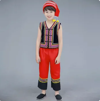 Облекло за участия в китайския народен Мяо, мъжки етнически стил, детско представа
