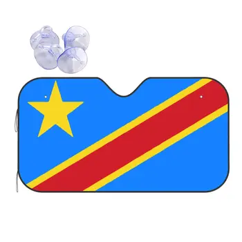 Флаг Конго Киншаса Заир сенника на предното стъкло Сгъване на Предното стъкло на превозното средство 76x140 см Автомобилни Аксесоари за слънчеви очила Седалките