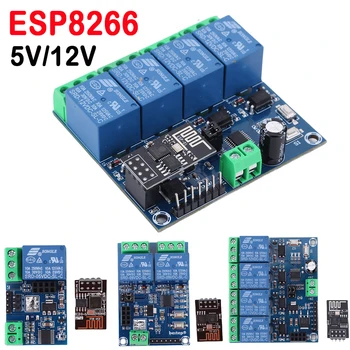 1 2 4-Лентов такса реле за управление на WiFi 5V / 12V ESP8266 Безжичен интелигентен модул за реле WiFi, съвместим с Arduino