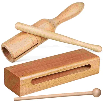 2 комплекта дървен блок и ръчно тръбна на ударния инструмент с чукове Обучителен инструмент