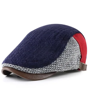 2024 Есенно-зимна мъжка шапка Ivy за татко, топла шапка с плоска шапка, Мъжка шапка вестникарче, женски вязаный взема 56-60 см