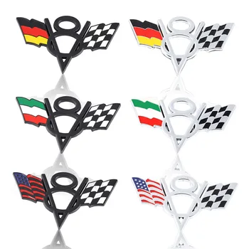 3D Автомобилната Стикер Италия Франция Германия Англия и Америка Флаг на САЩ V8 Логото на Иконата Емблемата на Стикер за Chevrolet, Ford, Subaru, Fiat Ford BMW