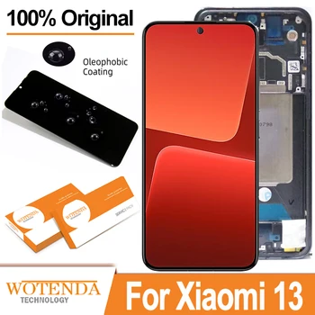 AMOLED Дисплей с рамка за Xiaomi 13 LCD Mi13 Сензорен Екран Дигитайзер В Събирането на Резервни Части за Xiaomi13 MI 13 Оригинал
