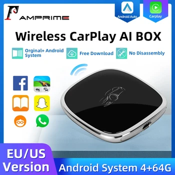 AMPrime Android 13 Carplay Ai Box Безжичен Carplay Android Auto CarPlay 4 + GB 64 GB за кола с OEM CarPlay