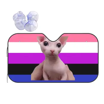 Bingus My Beloved Genderfluid сенника На Предното Стъкло Sphynx Cat Лгбт-Капак Преден Блок на Прозореца 70x130 см Козирка Теплоотражатель