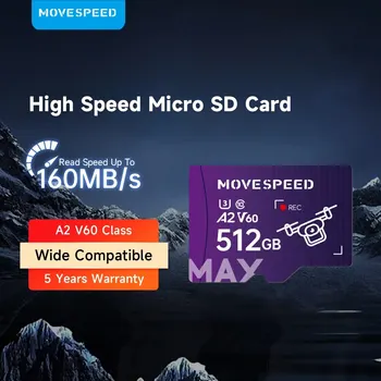 MOVESPEED 160 MB/s. Micro SD Карта Високоскоростен U3 A60 512 GB Карта с Флаш Памет, 400 GB, 256 GB И 128 GB TF Карта за Камера DV Дрона