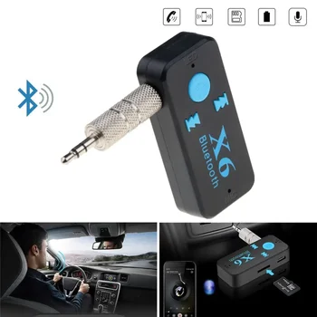 X6 Безжична Bluetooth приемник Музикален аудиоадаптер 3,5 мм жак AUX Dongle комплект за Кола Кабел V4.1 Интерфейс TF за динамиката на iphone