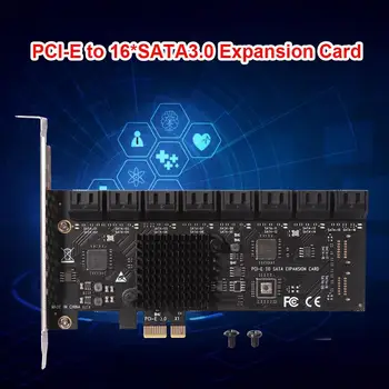 Адаптер контролер Такса за разширяване на Странично PCIE Адаптера с 16 порта PCI-Express X1, SATA3.0 Такса за разширяване на контролера