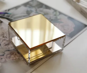 Акрилна златна огледална кутия, канцелярский държач за аксесоари