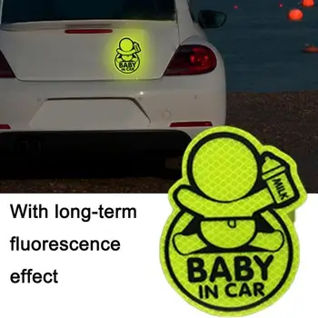 Бебе в колата, стикер за декориране на превозното средство, Отразяващи предупредителни етикети, запазете дистанция до тялото, стикер с драскотини, Креативността на личността L3R3