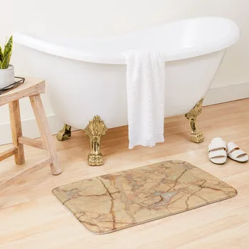 бежово-кафява Подложка за баня с мрамор модел, Кухненски килим, Кухненски подложка за входната врата