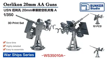 БУНКЕР WS35010A USN 20-мм зенитно оръдие Oerlikon (A) (пластмасов модел)