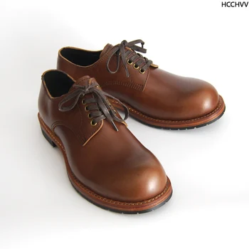Висококачествени мъжки работни обувки с къс ръкав, реколта мъжки ботильоны Goodyear от естествена телешка кожа, с прорези в ретро стил
