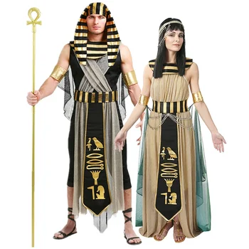 Възрастна двойка Костюм от средновековна гръцката митология египетски фараон Клеопатра Cosplay Хелоуин Карнавал на Карнавалните костюми