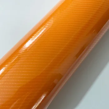 Гланцирана 6D orange филмът винил от въглеродни влакна, рулонная филм от въглеродни влакна, инструмент, стикер за автомобил, стикер стикер