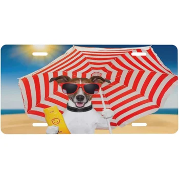Декоративен регистрационен номер Beach Dog размер 12X6 инча, универсален за леки автофургонов, ремаркета и камиони