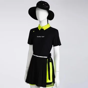 Жените риза поло с къс ръкав и ревери, къса пола от две части, еластична дишаща облекло за голф, женски тенис костюм