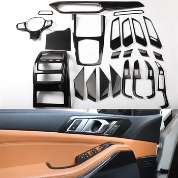 За BMW X5 G05 2019-2021 интериорът на колата е от въглеродни влакна Пълен Набор от Вътрешни облицовки на Централната конзола Стикер на панела за смяна на предавките