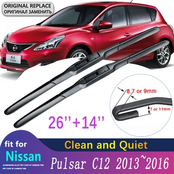 за Nissan Pulsar C12 2013 ~ 2016 2014 2015 Кука европейския Модел на Преден Предното Стъкло Чистачки на предното стъкло Автомобилни Четки и Аксесоари за Автомобили