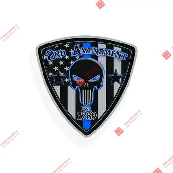 Забавна състезателна стикер череп 2-та поправка Флаг на САЩ Синята линия Полицейска кола Стикер на прозореца на колата Етикети на състезателен мотоциклет шлем