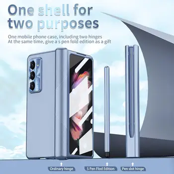 Защитен Калъф За телефон Samsung Galaxy Z Fold 5 с Пълна защита на 360 °, Контур За Сгъване от Закалена Филм С Покритие покритие Sh I2L9