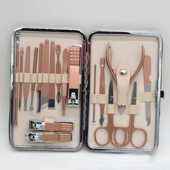 Инструмент за педикюр, маникюр, нийл-арт, Стригане на кожичките от неръждаема стомана, ножици за почистване, набор, за да се грижи за себе си, калъф