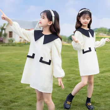 Корейската пролет Есен, рокля на принцеса и с малко аромат за момичета, Модни Детски дрехи, детски рокли за момичета