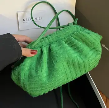 луксозна дамска чанта-клатч с релефни за кърпи 2023 г., нова модерна чанта-месинджър в ивица с голям капацитет, универсална чанта-месинджър с едно рамо