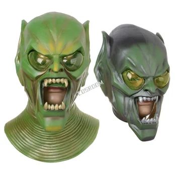Маска на ужасите за Хелоуин маска Зелен гоблина за cosplay, латексова маска за цялата глава, подпори за къща с духове, аксесоари за партита, унисекс