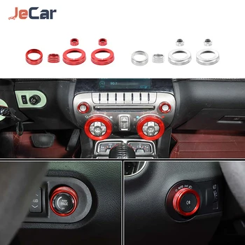 Метална фаровете на колата JeCar Централен ключ за управление на Декоративно Пръстен, Дръжка Тампон за Chevy Camaro 2010-2015 Аксесоари за интериора