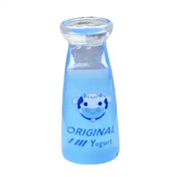 Миниатюрна бутилка за плодове кисело мляко, малка бутилка за мляко, цветни миниатюрни бутилки за мляко с модела на плодове кисело мляко, играчка-украшение за diy