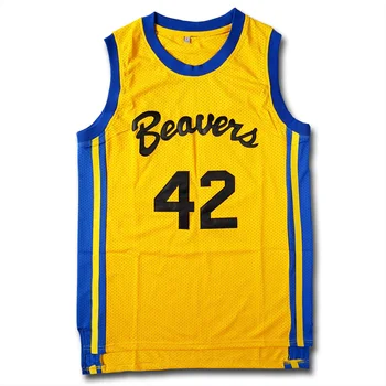 Мъжки T-Shirt Teen Wolf #42 Howard Moive Beacon Beavers Баскетбол Jersey Yellow American Film Outdoor Sport Shirt
