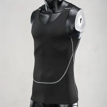 Нов спортен Мъжки костюм за бягане, Быстросохнущий жилетка с еластична подплата, баскетбол костюм, впитывающий пот, Дишащи спортни чорапогащи