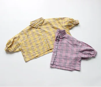 Новост 2019, есенни памук, ленени ризи за момичета, свободни топове в корейски стил с ръкави 