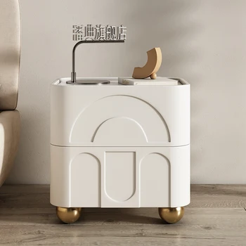 Нощно шкафче от масивна дървесина Ins Wind Проста модерна Малка Луксозна Проста кутия за съхранение Бяла италианска минималистичная нощно шкафче Мебели за дома