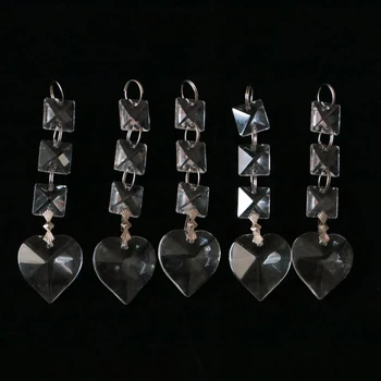 Прозрачни кристали Полилей Стъклена лампа Призми Детайли Висящи висулки във формата на сърце 28 мм лампи Осветителни Аксесоари