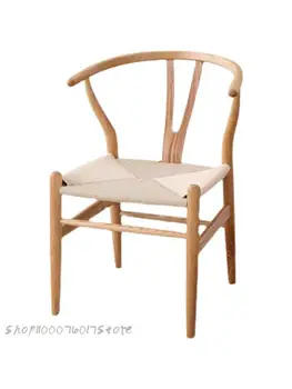 Скандинавски ротанговый стол от масивно дърво, маса за хранене, стол за почивка, Домашен облегалка, Y-образен ротанговый стол, простата чайна, договаряне за престой в семейството