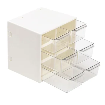 Скоростна выдвижного тип Пластмасов Настолна Кутия Калъф за съхранение на канцеларски материали Кутия с няколко мрежи (бяла)