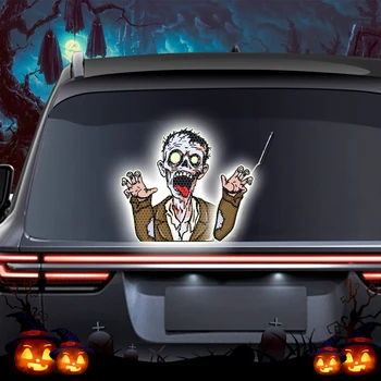 Стикер чистачки Halloween Horror Zombie 3D на задното стъкло на колата, машущий чистачки, етикети за оформяне на екстериора на Фестивала стайлинг автомобили