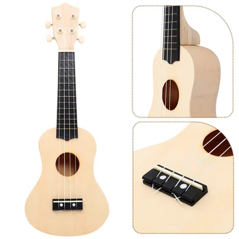 Хавайски ukulele Направи си сам ukulele Направи свой собствен Хавайска китара, Ръчно рисувани Хавайска китара, Комплект за монтаж на китара Детски арт проект Бежово