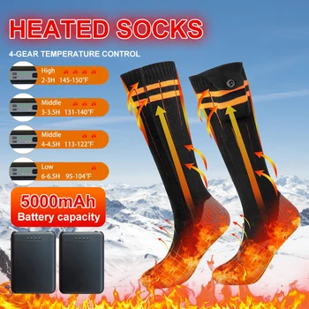 Чорапи с електрически отопляеми с капацитет 5000 mah с преносимо захранване на 113 -150 4 температурни настройки, Чорапи с топъл ходила за мъже и жени през зимата